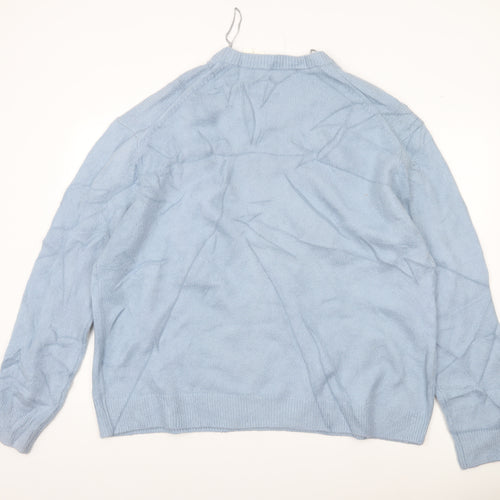 Women's Blue Cotton Blend Crew Neck Pullover Jumper Size 16