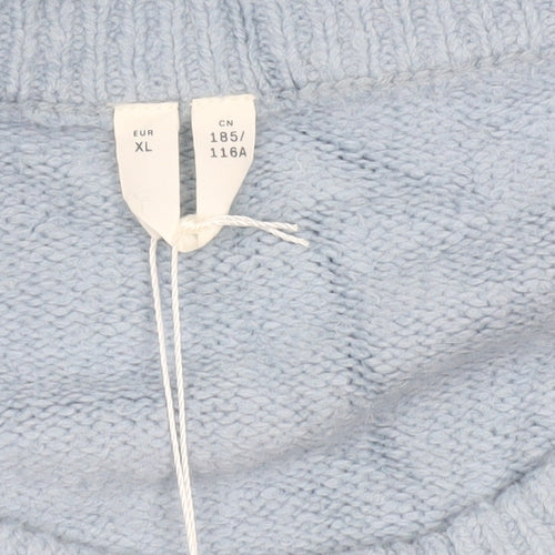 Women's Blue Cotton Blend Crew Neck Pullover Jumper Size 16