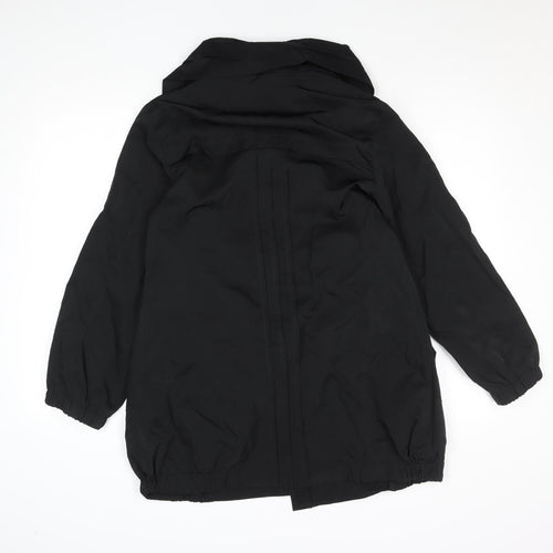 Yanhe Women's Black Mid-Length Overcoat Size 14 Lined Button Front