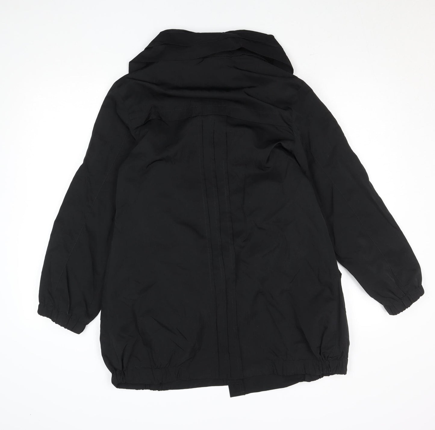 Yanhe Women's Black Mid-Length Overcoat Size 14 Lined Button Front