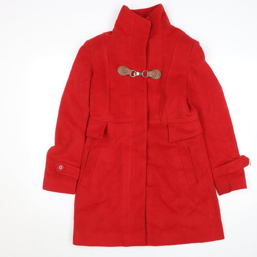 Madame Women's Red Mid-Length Belted Overcoat UK 10