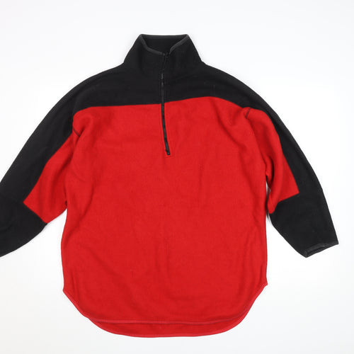 V Sport Women's Red Black 1/2 Zip Fleece Pullover Sweatshirt M