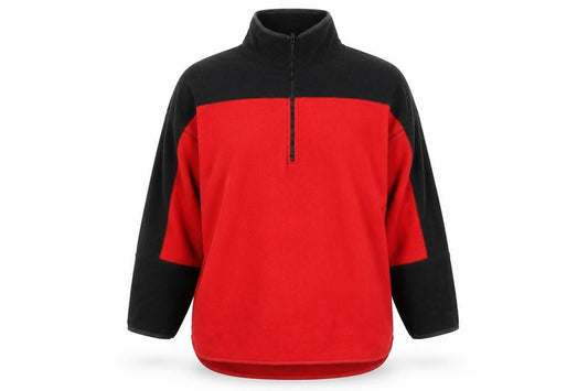 Front view of V Sport Women's Red Black 1/2 Zip Fleece Pullover Sweatshirt M