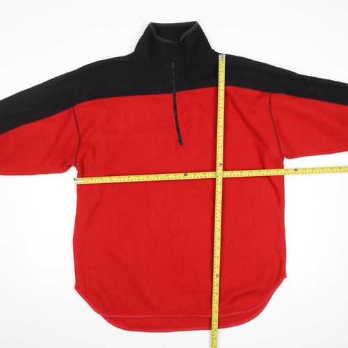 V Sport Women's Red Black 1/2 Zip Fleece Pullover Sweatshirt M