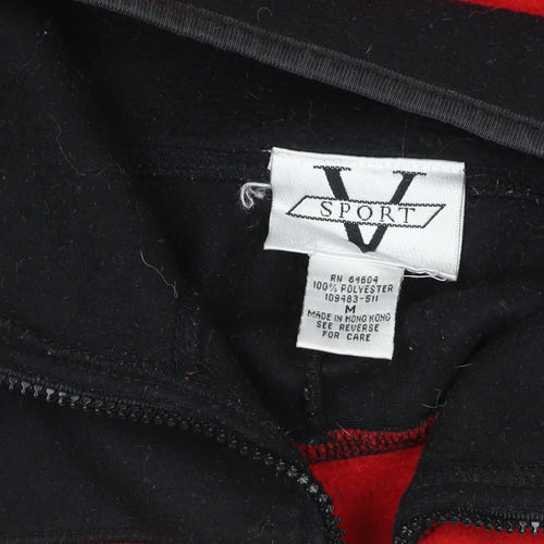 V Sport Women's Red Black 1/2 Zip Fleece Pullover Sweatshirt M