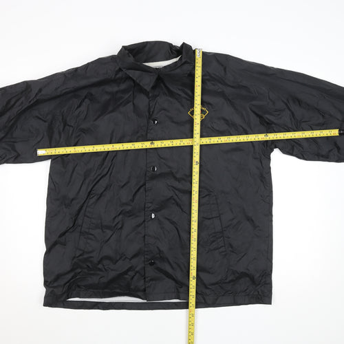PASS PORT Women's Black Nylon Coach Jacket Size L Embroidered Logo