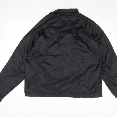 PASS PORT Women's Black Nylon Coach Jacket Size L Embroidered Logo