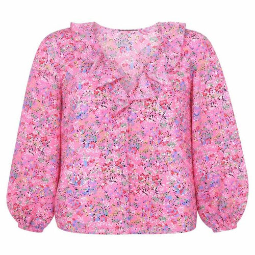 Dunnes Stores Women's Pink Floral Long Sleeve Wrap Blouse Size S