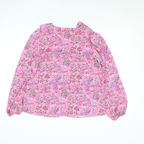 Dunnes Stores Women's Pink Floral Long Sleeve Wrap Blouse Size S