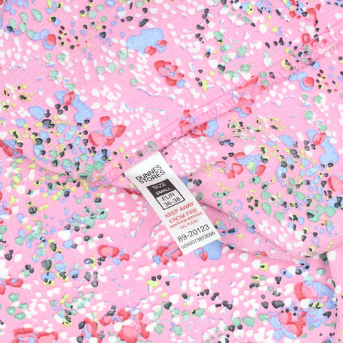 Dunnes Stores Women's Pink Floral Long Sleeve Wrap Blouse Size S