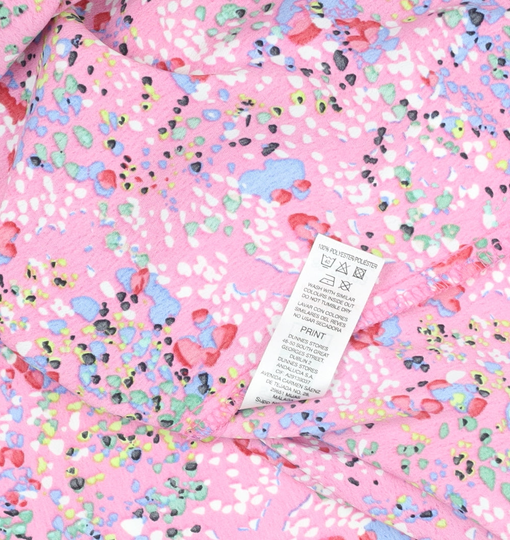 Dunnes Stores Women's Pink Floral Long Sleeve Wrap Blouse Size S