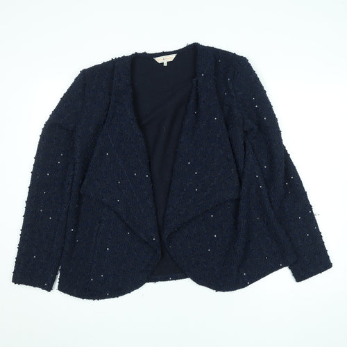 Belle & Blossom Women's Blue Bouclé Sequin Open Front Blazer UK 12