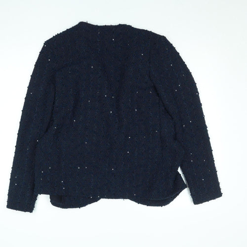 Belle & Blossom Women's Blue Bouclé Sequin Open Front Blazer UK 12