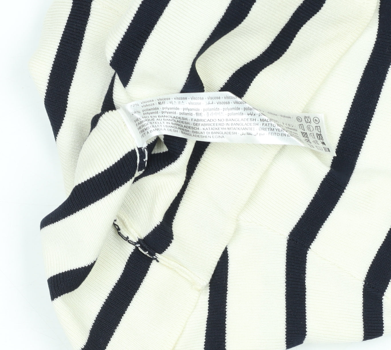ZARA Women’s White Black Striped Cropped Knit T-Shirt Size M