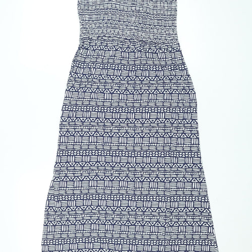 Dickins & Jones Women's Blue Geometric Jersey Slip Midi Dress Size S