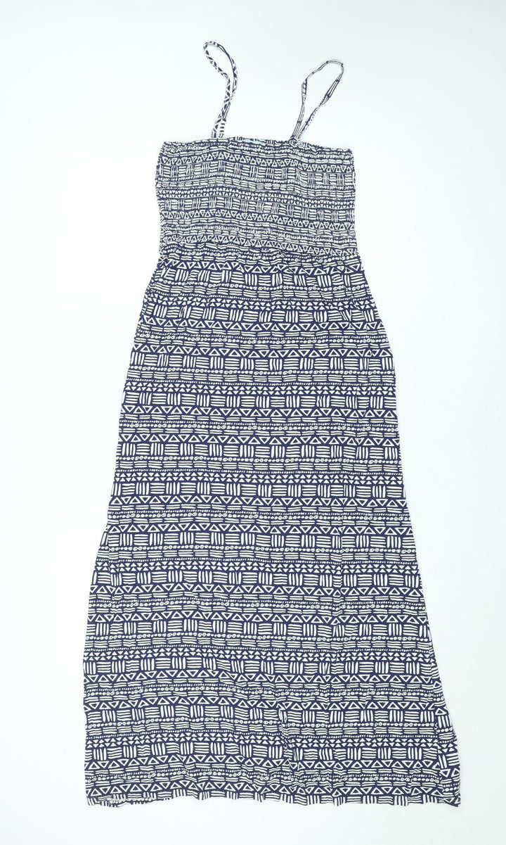 Dickins & Jones Women's Blue Geometric Jersey Slip Midi Dress Size S