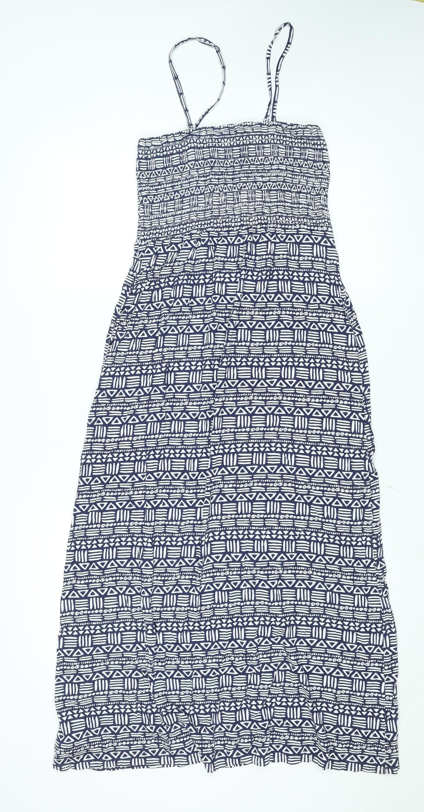 Dickins & Jones Women's Blue Geometric Jersey Slip Midi Dress Size S