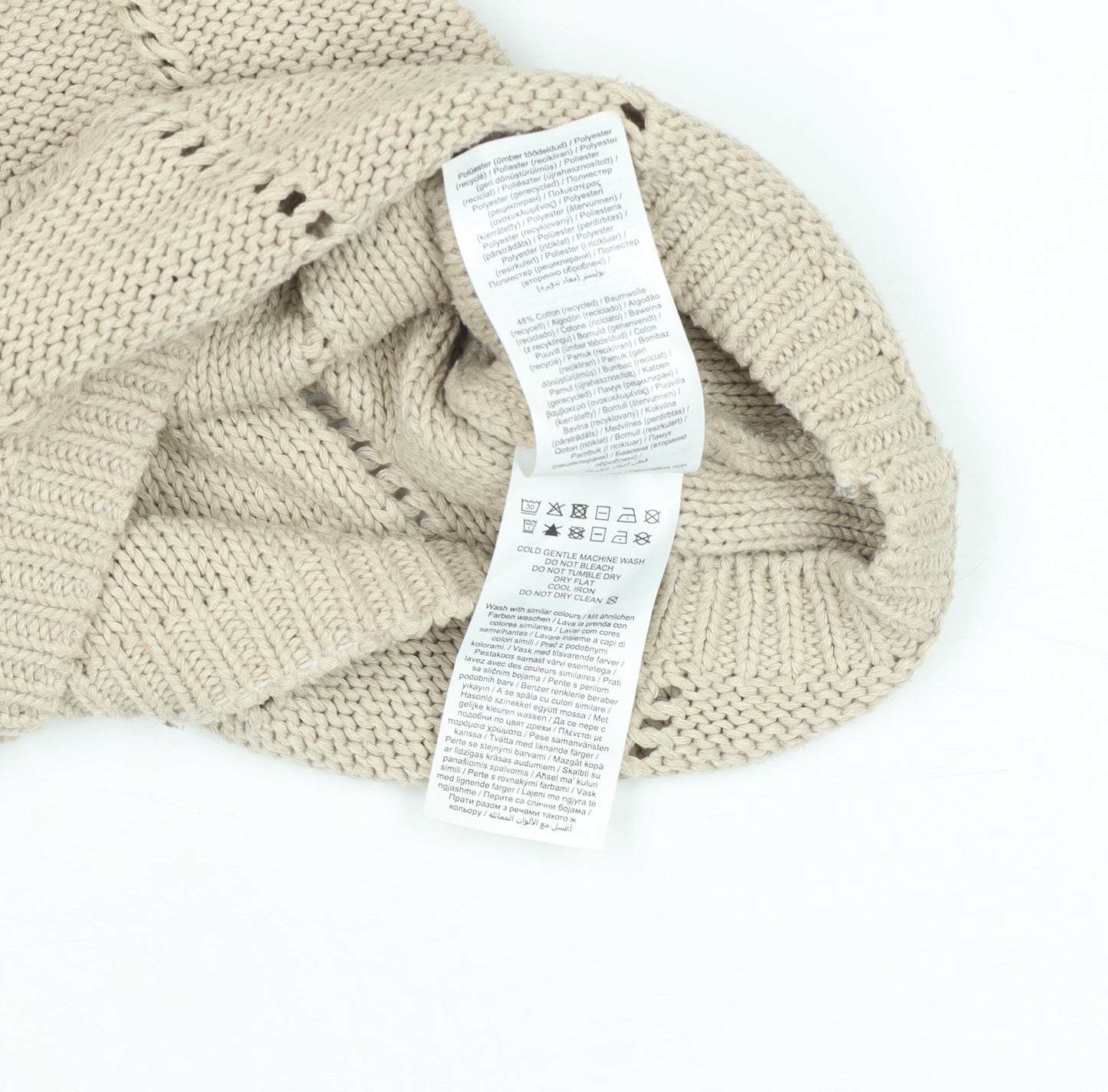 Vero Moda Women Beige Open Knit Cotton Jumper Size S