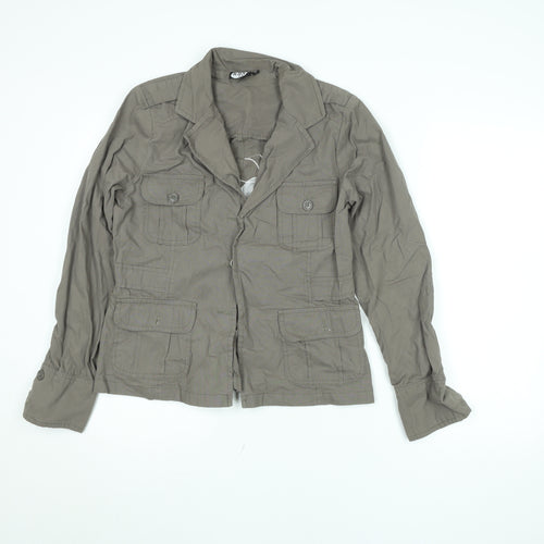 10go Womens Brown Embroidered Military Jacket Size 12 Cotton