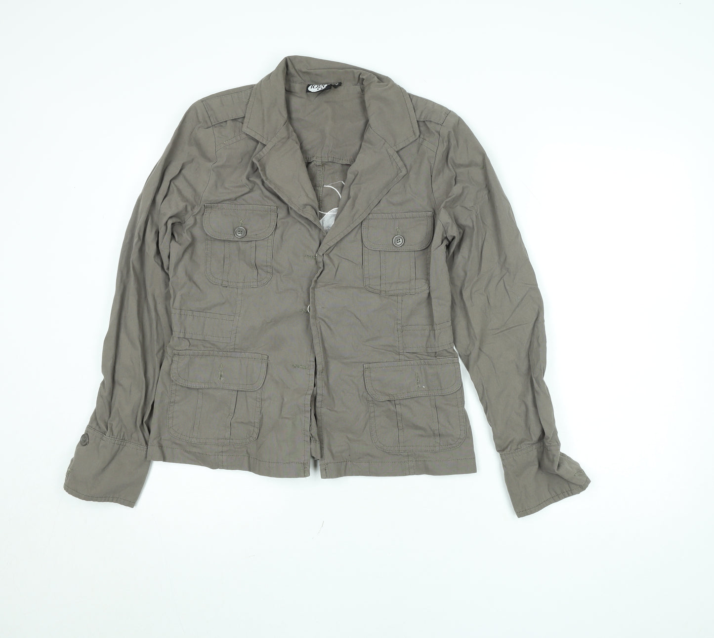 10go Womens Brown Embroidered Military Jacket Size 12 Cotton