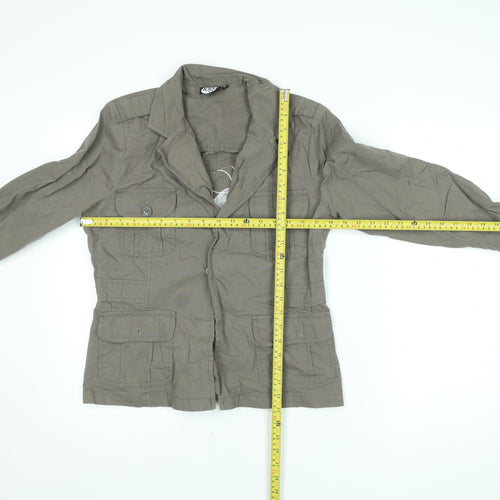 10go Womens Brown Embroidered Military Jacket Size 12 Cotton