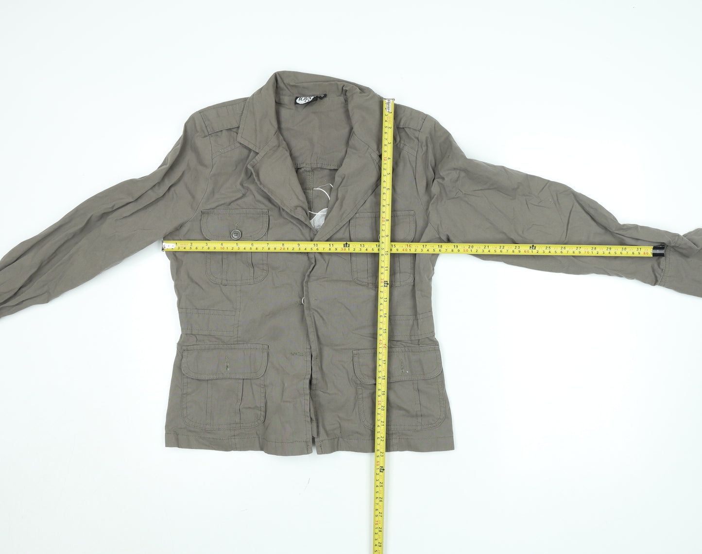 10go Womens Brown Embroidered Military Jacket Size 12 Cotton