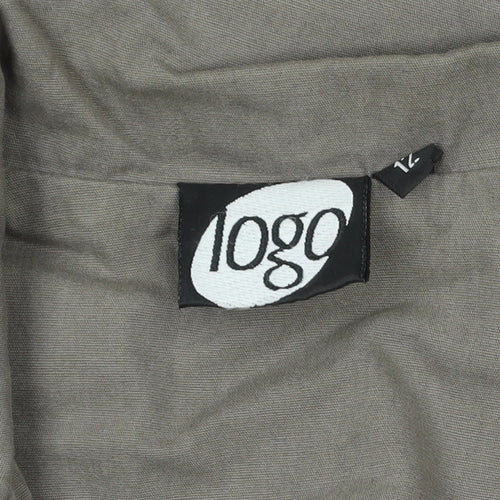 10go Womens Brown Embroidered Military Jacket Size 12 Cotton