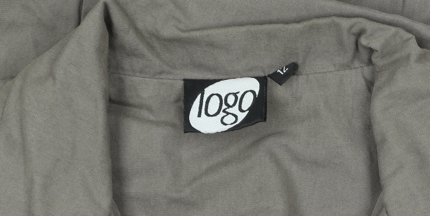 10go Womens Brown Embroidered Military Jacket Size 12 Cotton