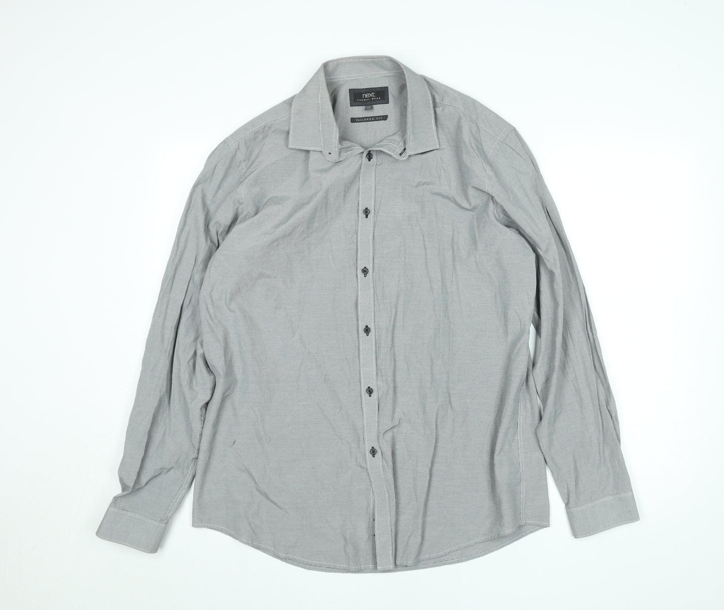 Next Men’s Grey Check Tailored Fit Formal Dress Shirt 17” Slim Fit