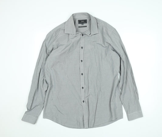 Next Men’s Grey Check Tailored Fit Formal Dress Shirt 17” Slim Fit
