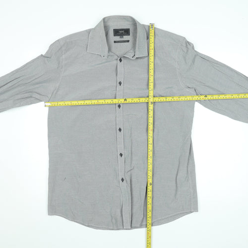 Next Men’s Grey Check Tailored Fit Formal Dress Shirt 17” Slim Fit