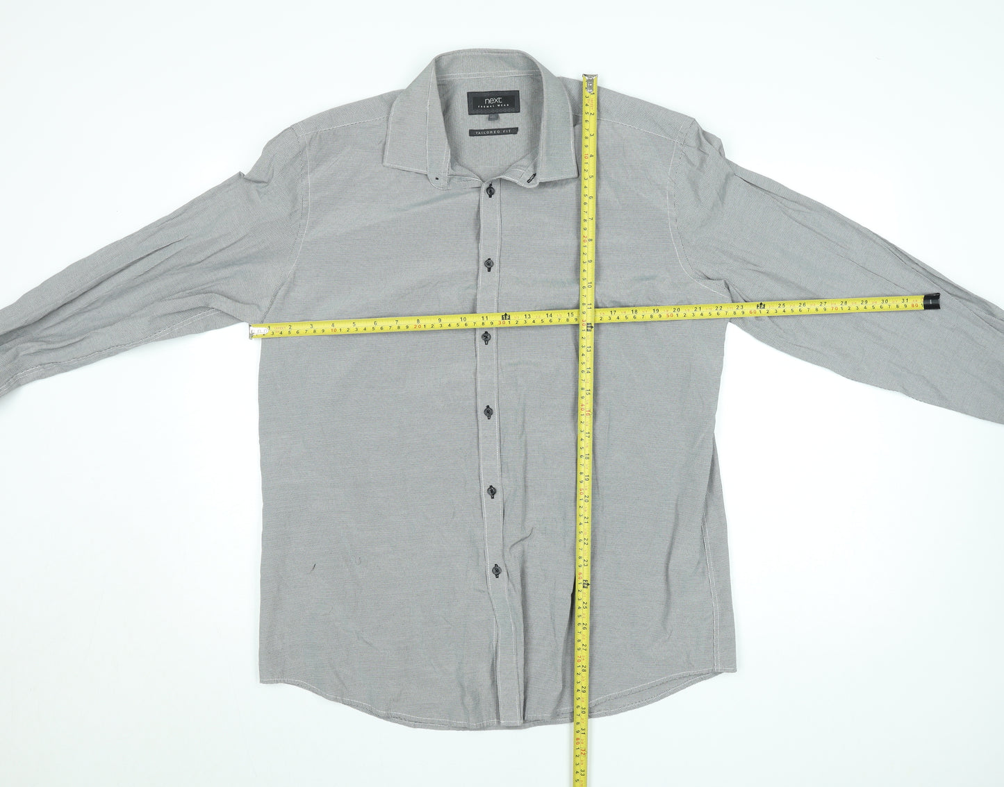 Next Men’s Grey Check Tailored Fit Formal Dress Shirt 17” Slim Fit