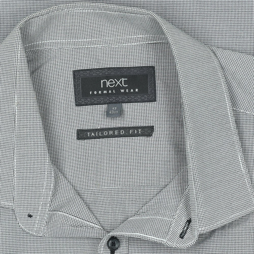 Next Men’s Grey Check Tailored Fit Formal Dress Shirt 17” Slim Fit
