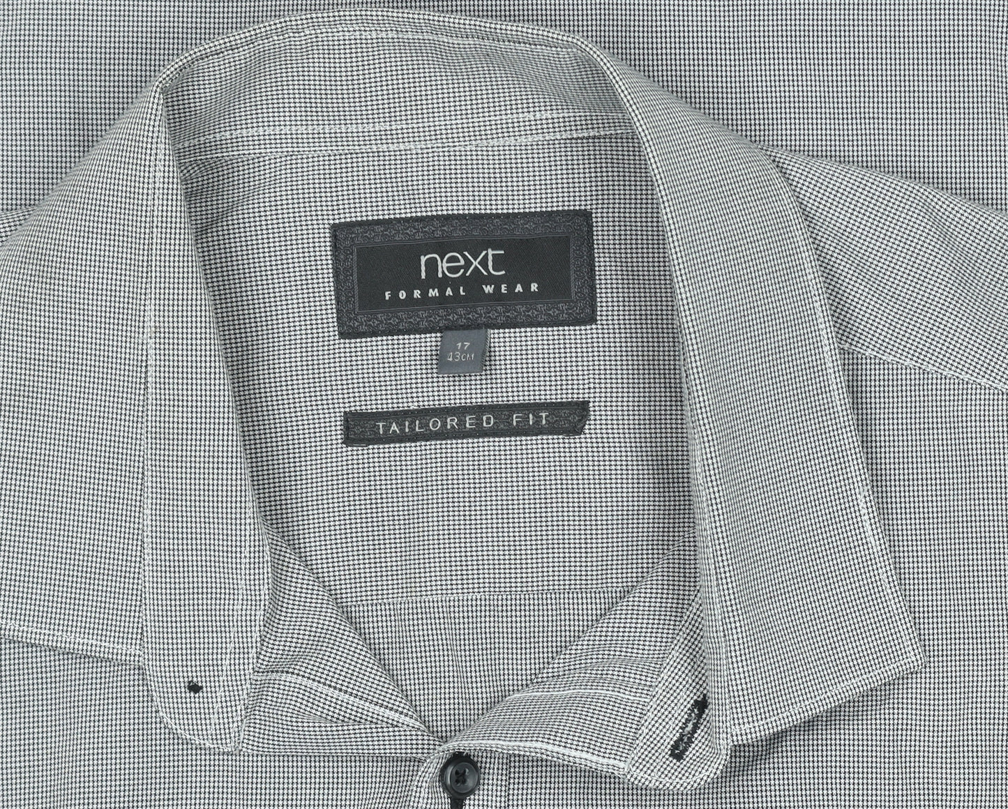 Next Men’s Grey Check Tailored Fit Formal Dress Shirt 17” Slim Fit