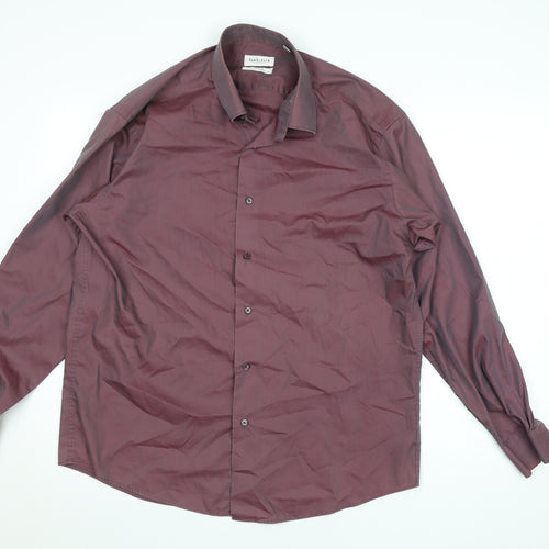 Van Heusen Men's Burgundy Long Sleeve Formal Dress Shirt Size 40