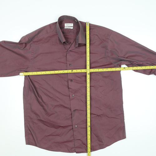 Van Heusen Men's Burgundy Long Sleeve Formal Dress Shirt Size 40