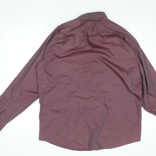 Van Heusen Men's Burgundy Long Sleeve Formal Dress Shirt Size 40