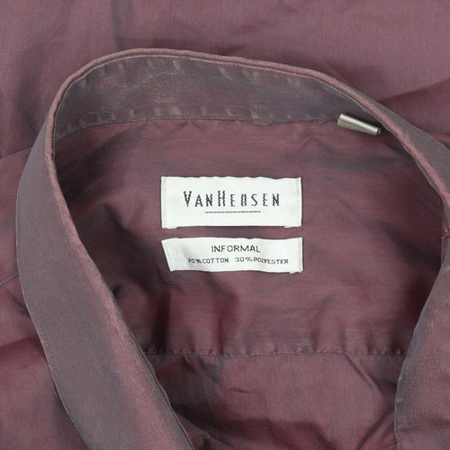 Van Heusen Men's Burgundy Long Sleeve Formal Dress Shirt Size 40