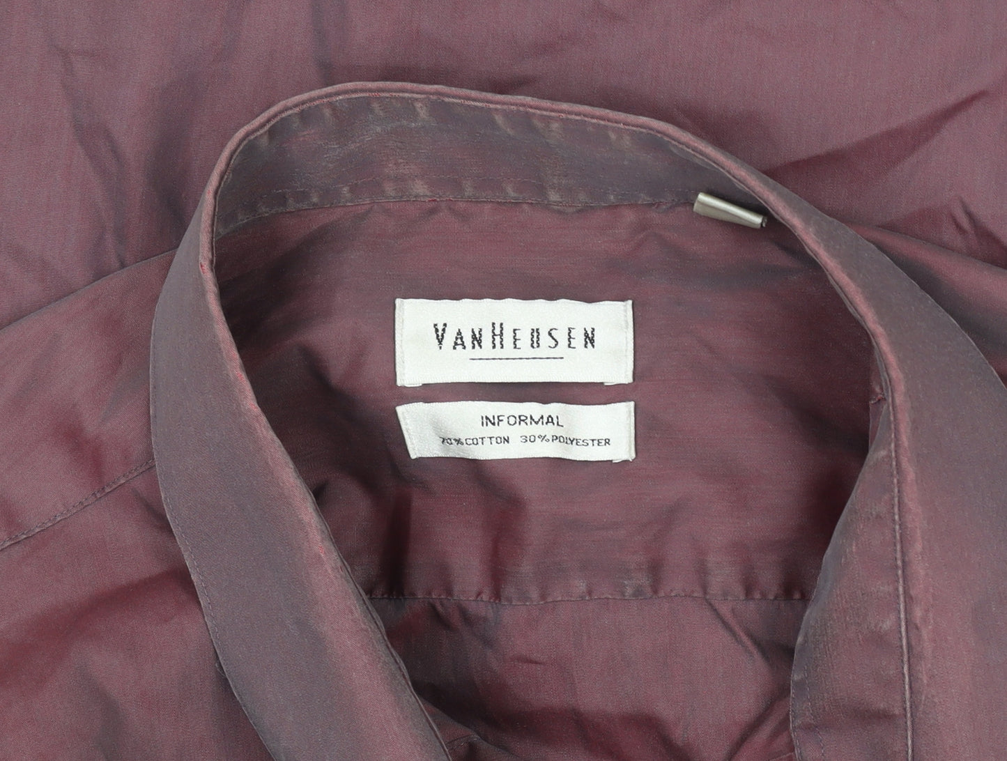 Van Heusen Men's Burgundy Long Sleeve Formal Dress Shirt Size 40