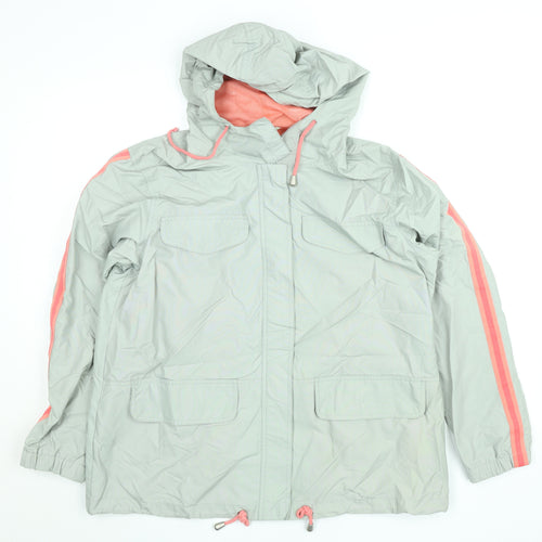 Agenda Women's Grey Hooded Anorak Jacket Size 16 Lightweight Nylon