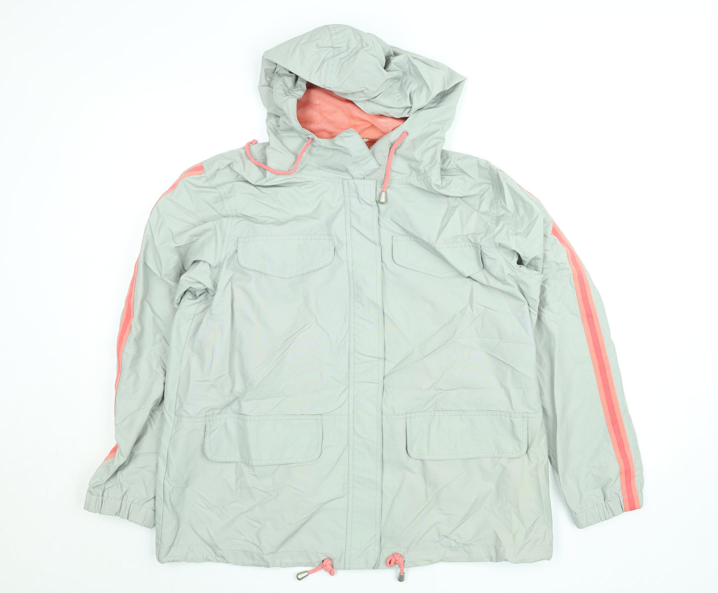 Agenda Women's Grey Hooded Anorak Jacket Size 16 Lightweight Nylon