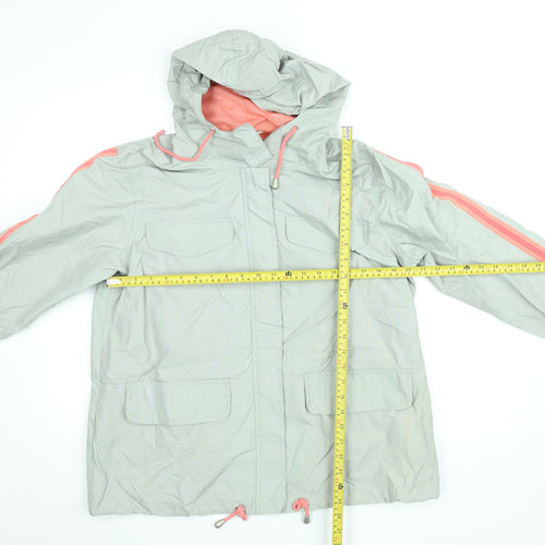 Agenda Women's Grey Hooded Anorak Jacket Size 16 Lightweight Nylon
