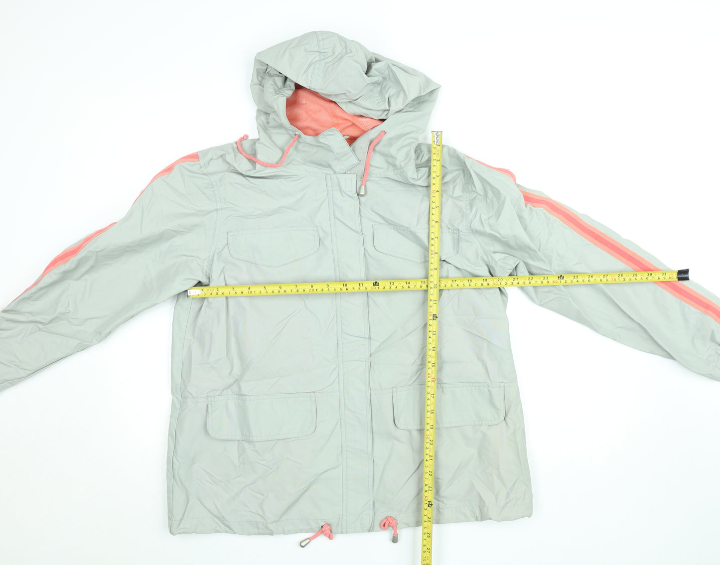 Agenda Women's Grey Hooded Anorak Jacket Size 16 Lightweight Nylon