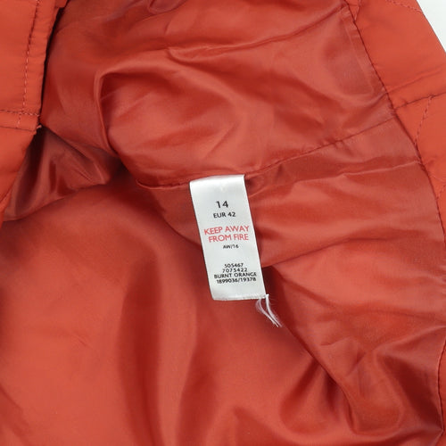 Profile Womens Burnt Orange Quilted Puffer Jacket Size 14