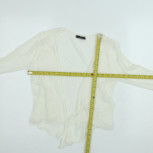 BM Collection Women's Ivory Open-Knit Ruffle Cardigan XS