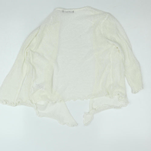 BM Collection Women's Ivory Open-Knit Ruffle Cardigan XS