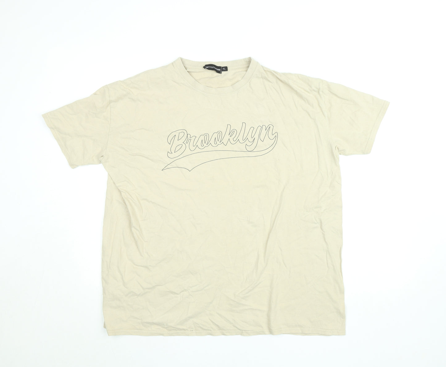 PrettyLittleThing Women’s Beige XL Brooklyn Graphic T-Shirt