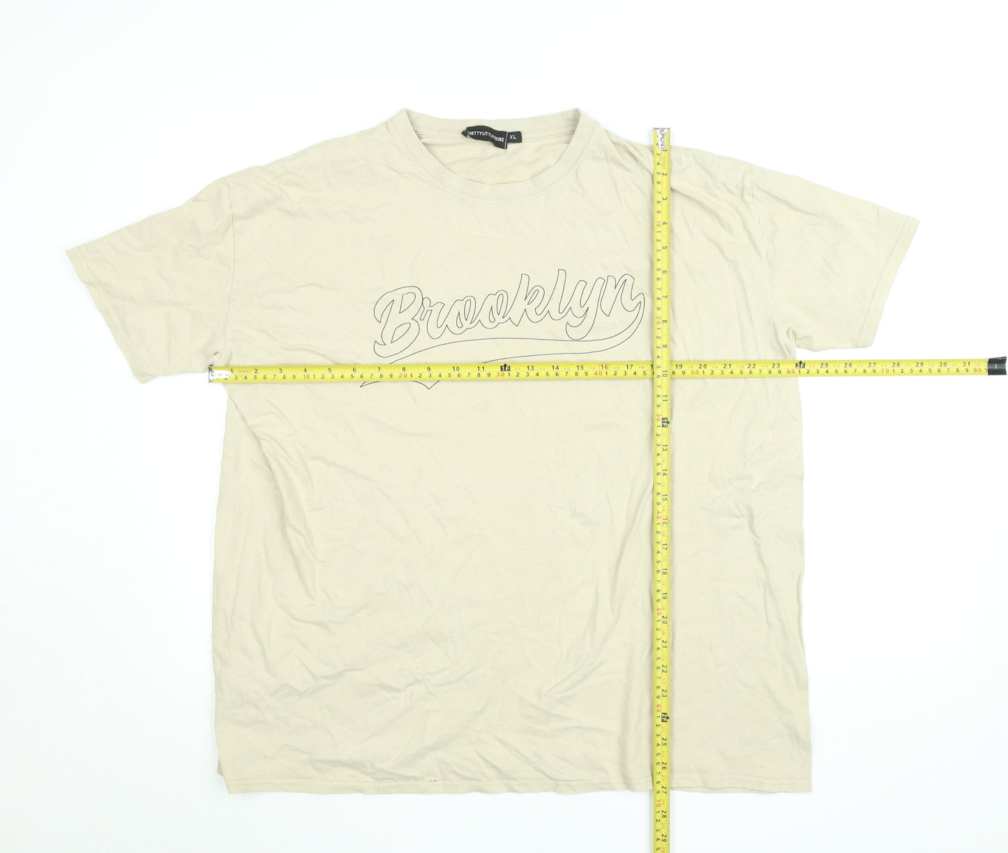 PrettyLittleThing Women’s Beige XL Brooklyn Graphic T-Shirt