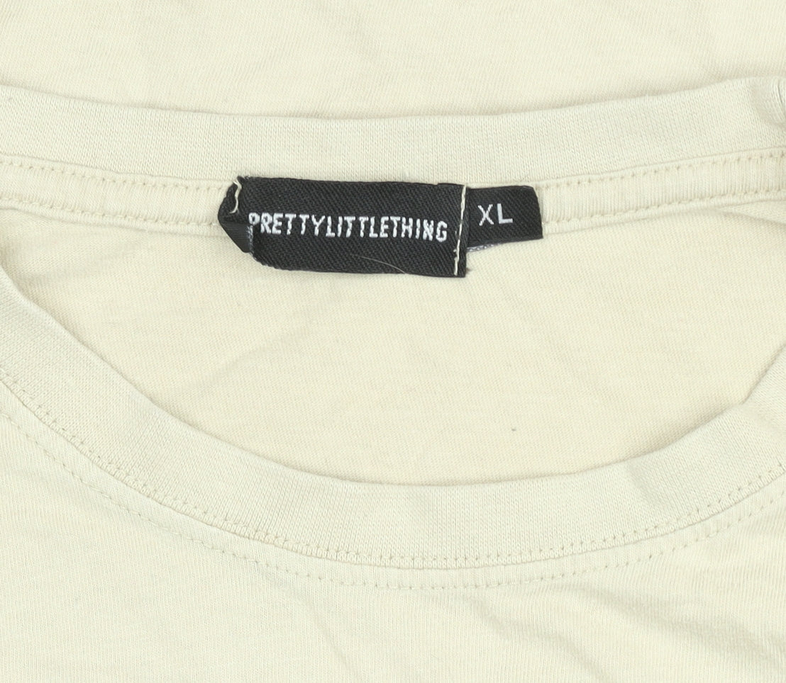 PrettyLittleThing Women’s Beige XL Brooklyn Graphic T-Shirt