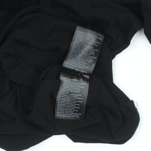 H&M Women Black Bodycon Short Dress Size 6 V-Neck Long Sleeve